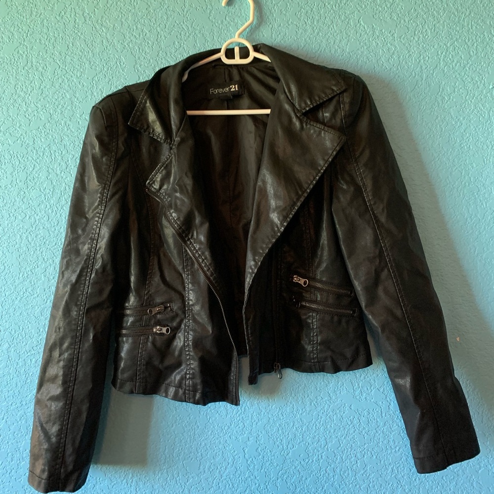 Forever 21 Leather Jacket (Shoulder Pads)